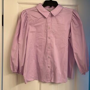 Size M Nanette Lepore Lilac blouse with gathered 3/4 peasant sleeves